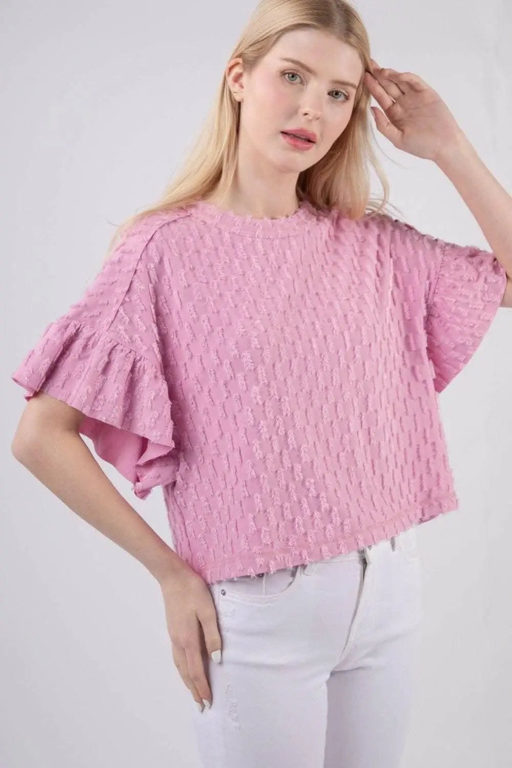 Blusa de manga con volantes texturizada Trendsi — Blusa chic para mujer