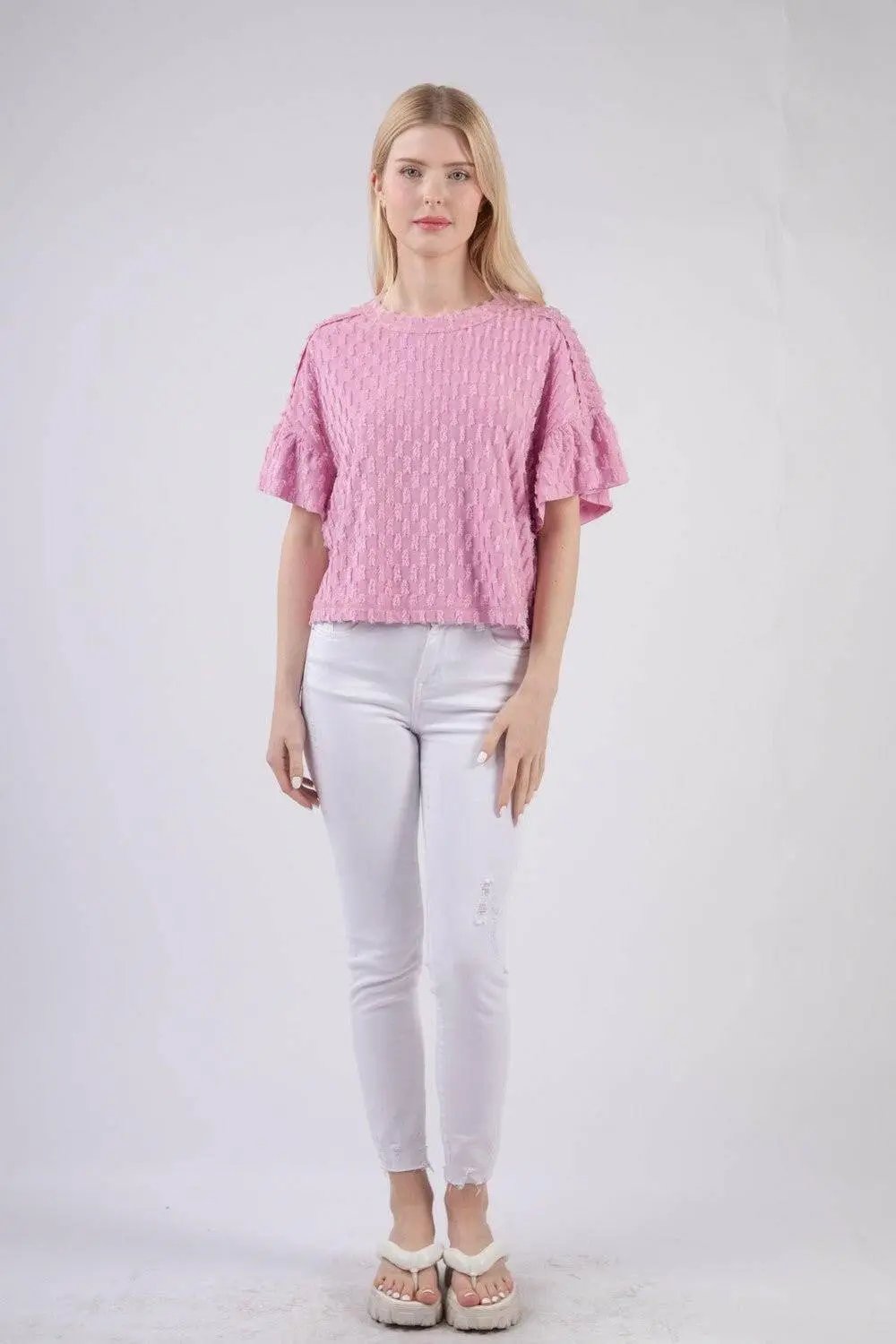 Blusa de manga con volantes texturizada Trendsi — Blusa chic para mujer