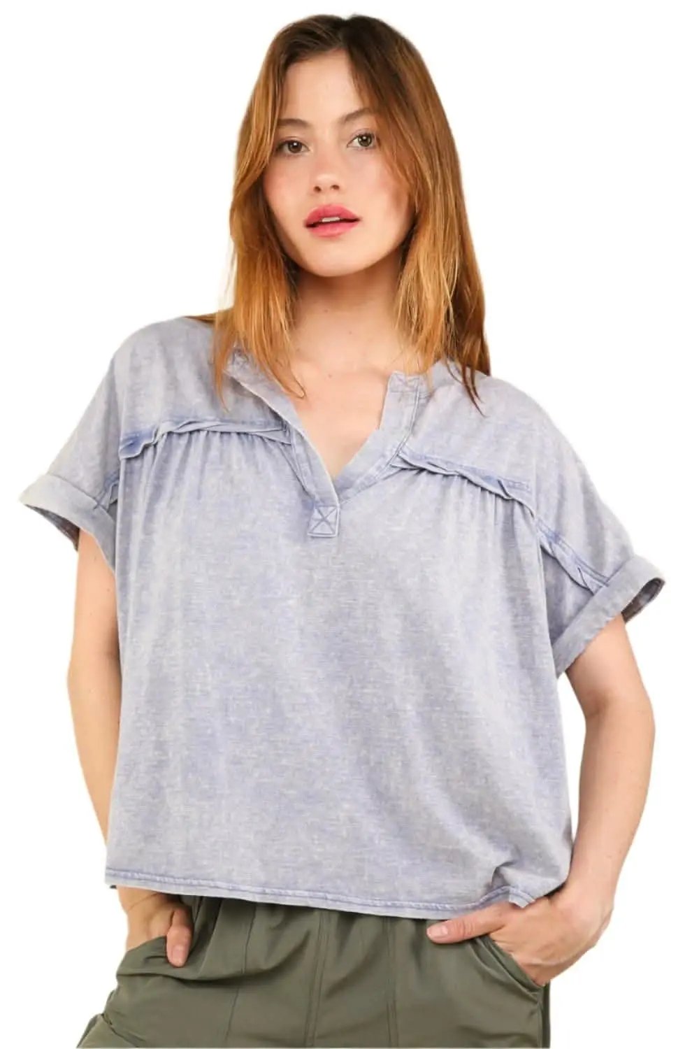 T-Shirts Trendsi Washed Tee Women's Everyday Casual Short Sleeve T-Shirt Soft & Chic