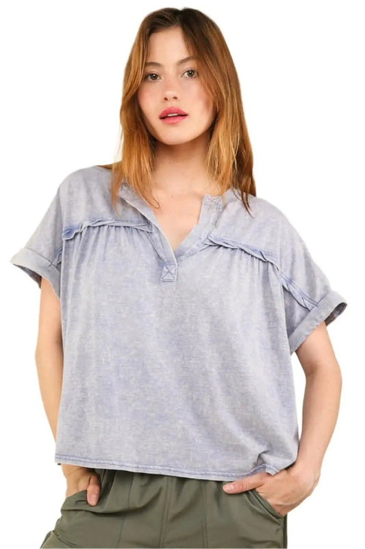 T-Shirts Trendsi Washed Tee Women's Everyday Casual Short Sleeve T-Shirt Soft & Chic