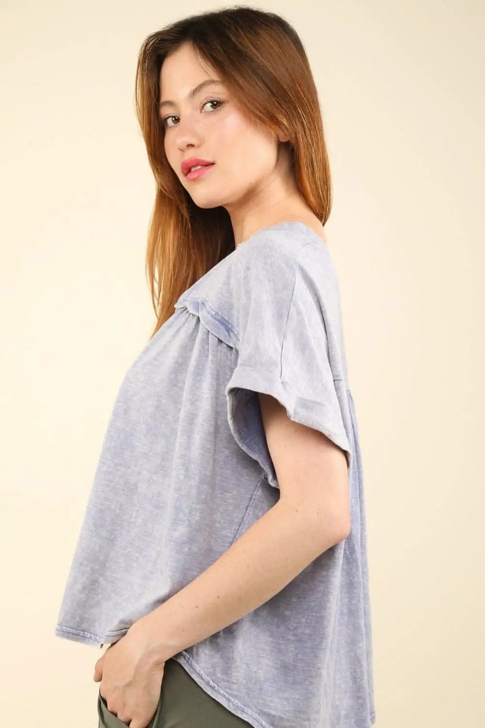 T-Shirts Trendsi Washed Tee Women's Everyday Casual Short Sleeve T-Shirt Soft & Chic