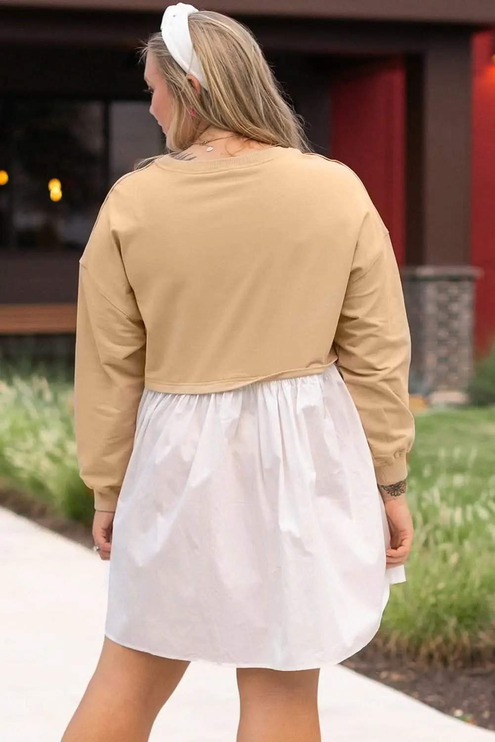 Dresses Love Salve Apricot Mini Dress Women's Daily Casual H-Line Colorblock Dress