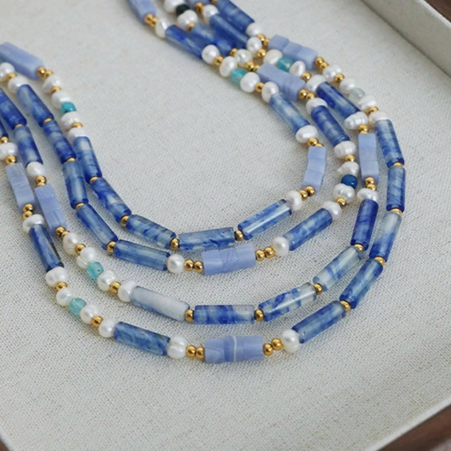 Blue Chalcedony Necklace - Chic Pendant - Elegant Style