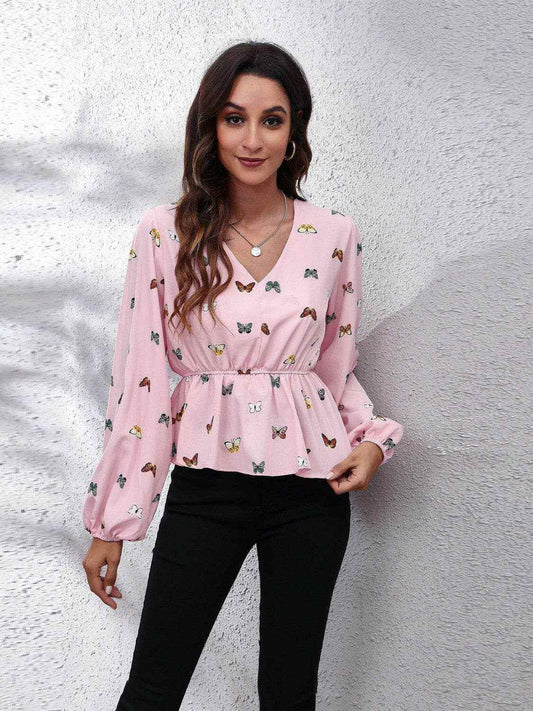 Tendencias de Belleza y Cuidado Personal Blusa peplum con mariposas Chic
