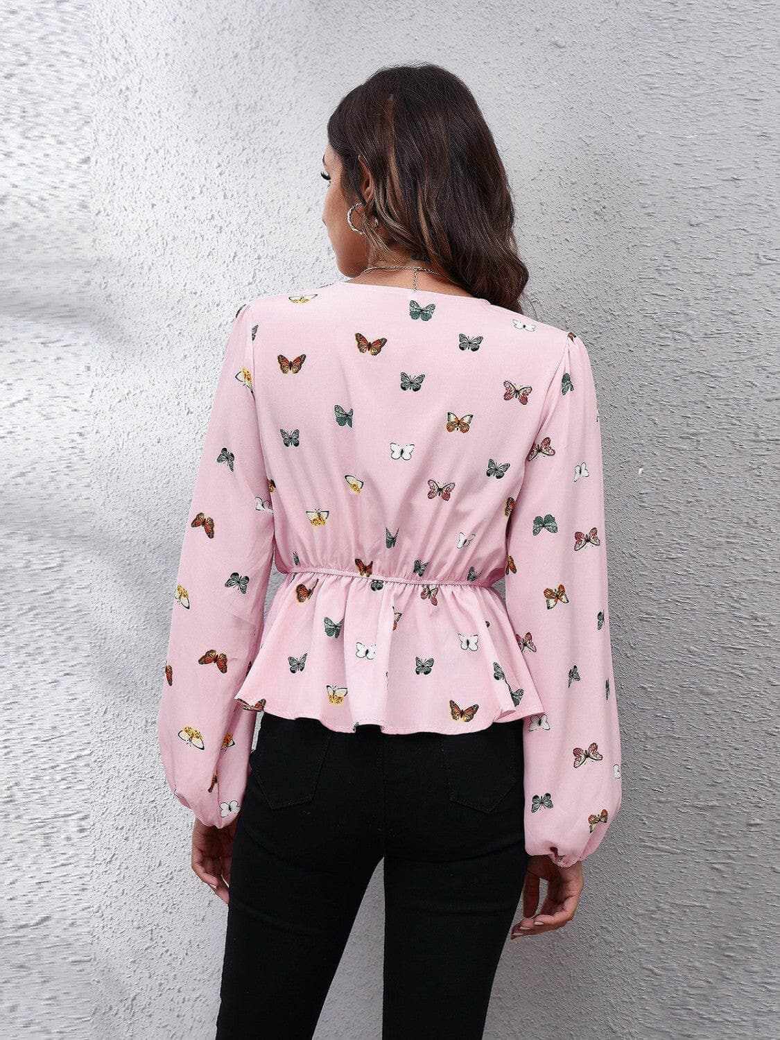 Beauty & Personal Care Trendsi Chic butterfly peplum blouse
