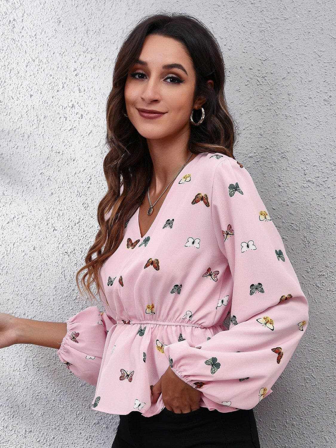 Beauty & Personal Care Trendsi Chic butterfly peplum blouse