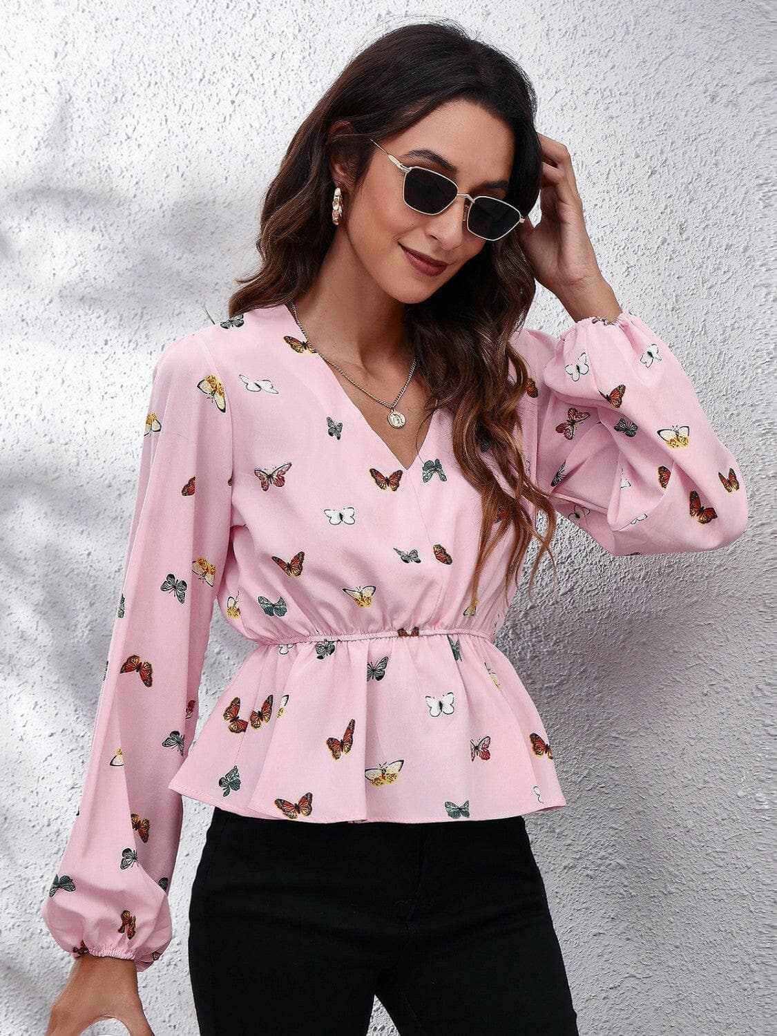 Beauty & Personal Care Trendsi Chic butterfly peplum blouse