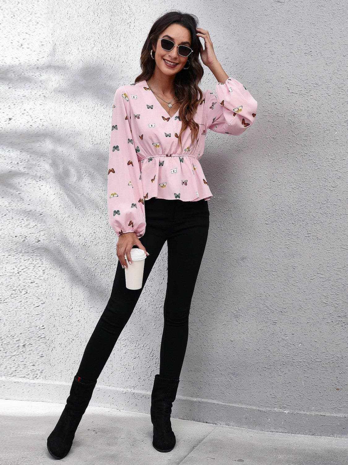 Beauty & Personal Care Trendsi Chic butterfly peplum blouse