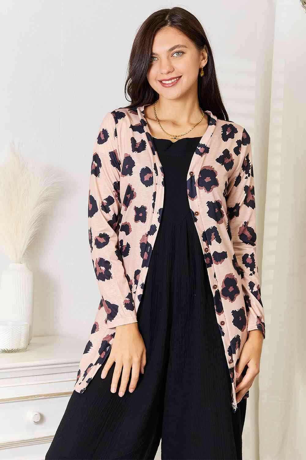 Trendsi Button-Up Cardigan Abstract Print Women's