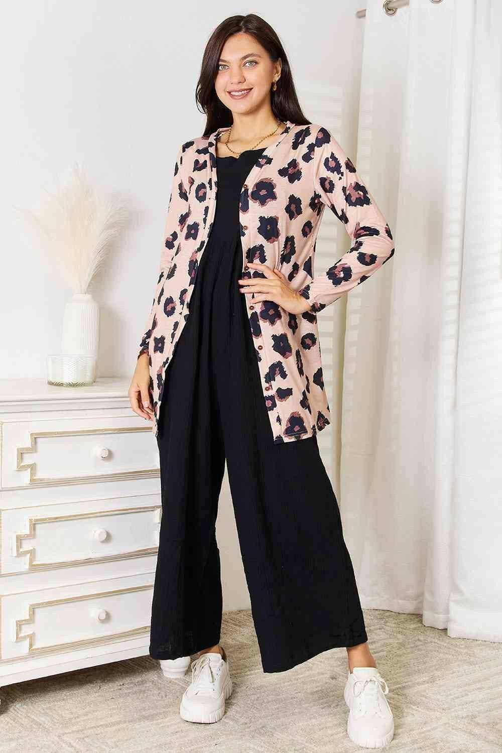 Trendsi Button-Up Cardigan Abstract Print Women's