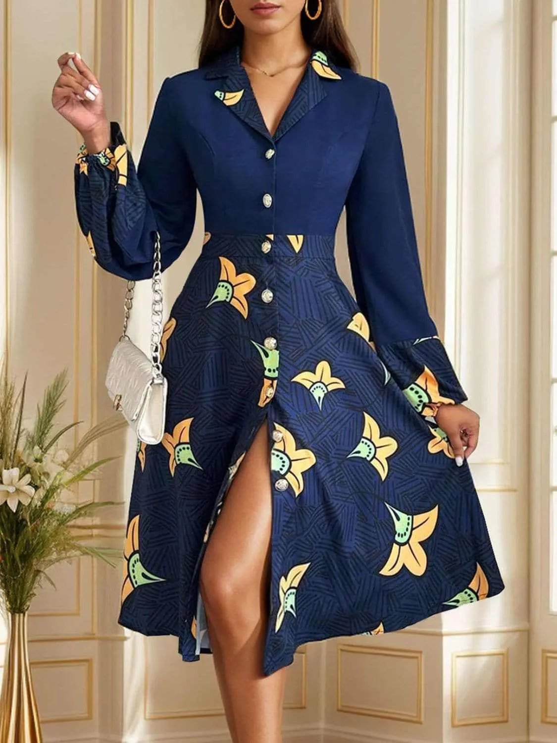 Dresses Trendsi Chic collared long sleeve dress
