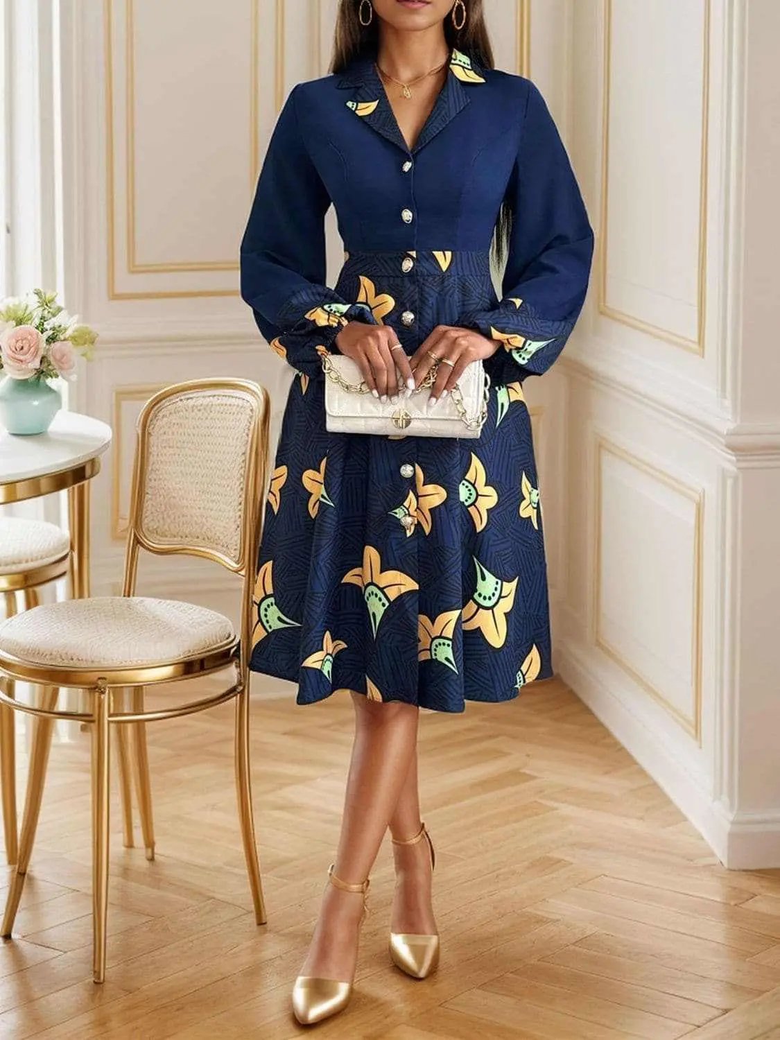 Dresses Trendsi Chic collared long sleeve dress
