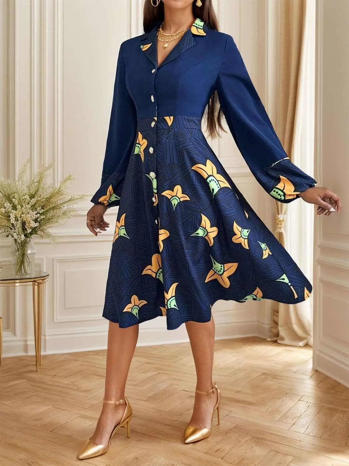 Dresses Trendsi Chic collared long sleeve dress