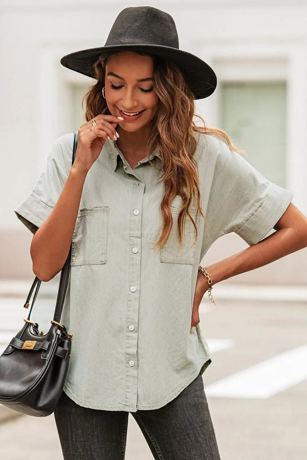 Shirts Trendsi Premium Chic collared short sleeve shirt