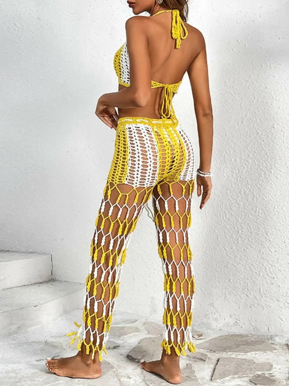 Trendsi Cutout Halter Swimwear Women's Beach Pants Set - Chic & Trendy