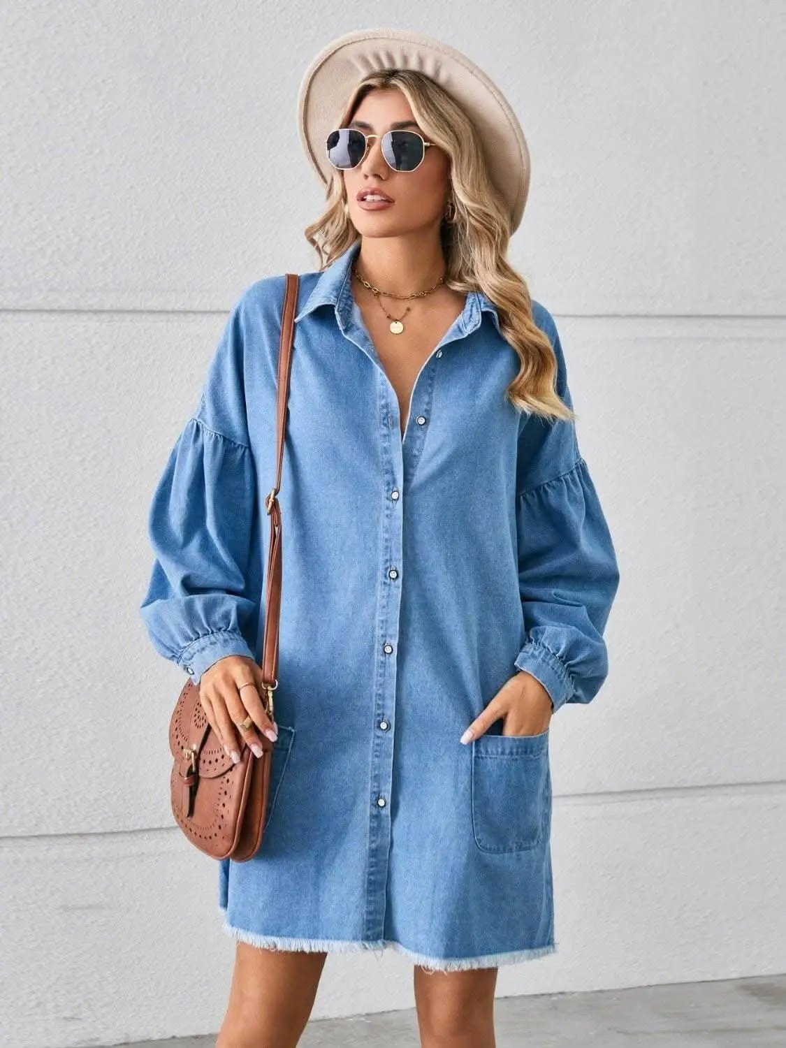 Vestido vaquero Trendsi con bolsillos - Estilo casual elegante