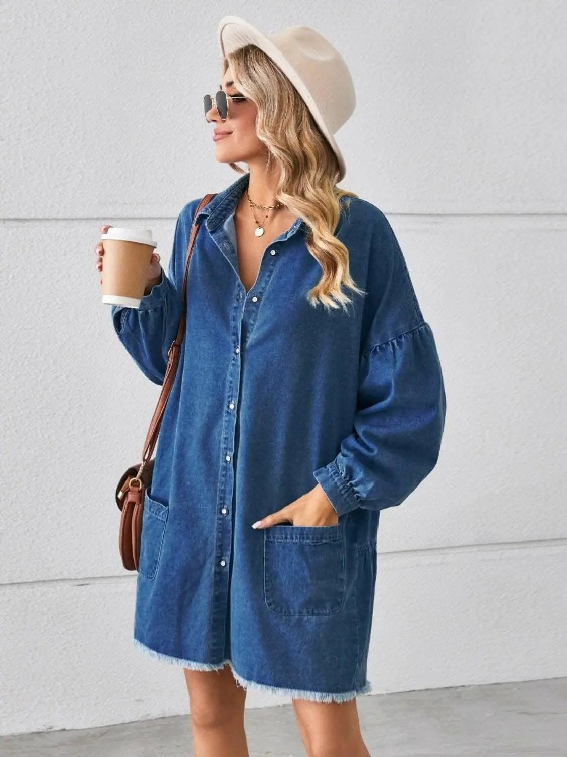 Vestido vaquero Trendsi con bolsillos - Estilo casual elegante