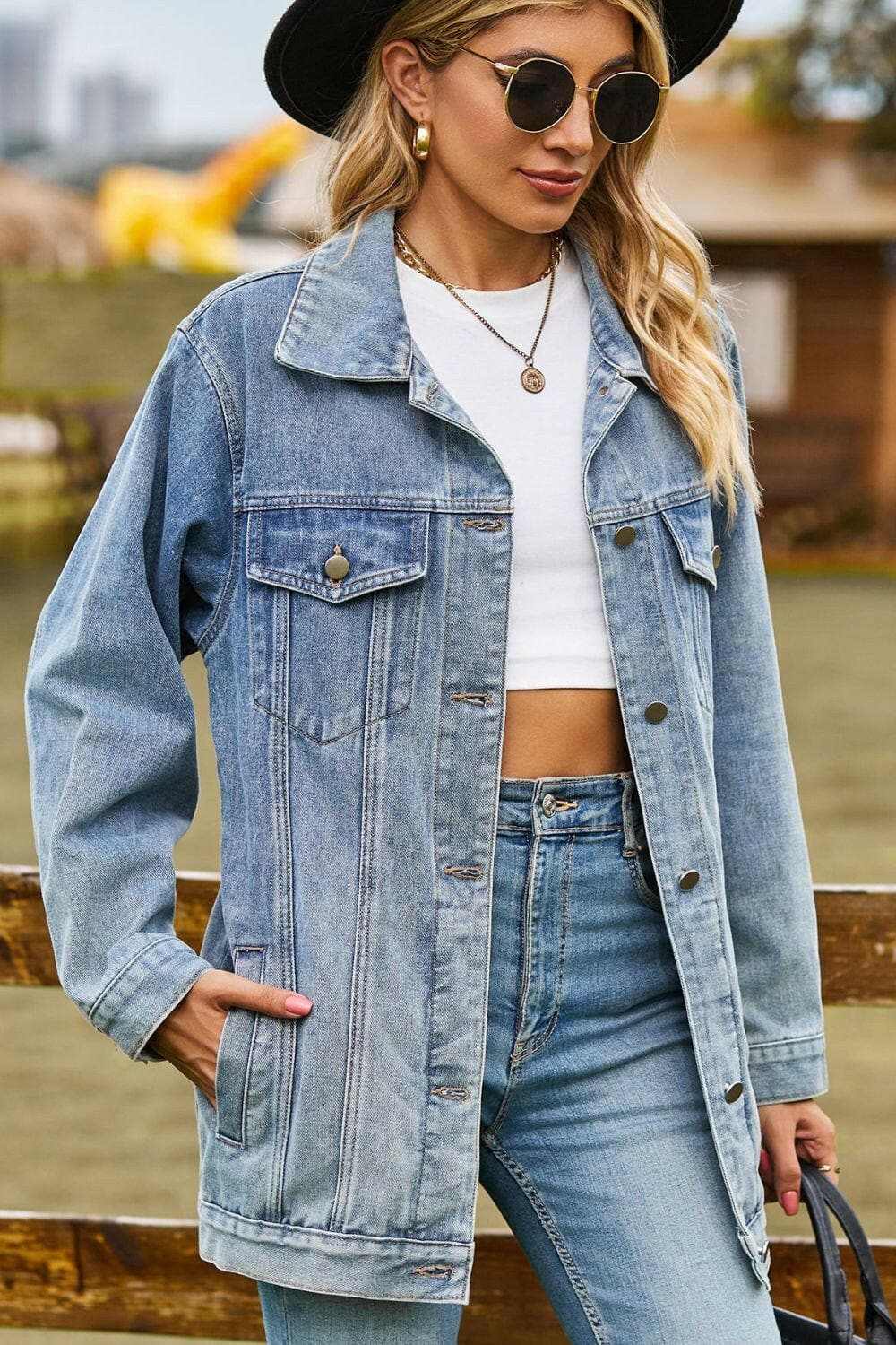 Pants Trendsi Jeans & Denim Chic denim jacket with pockets