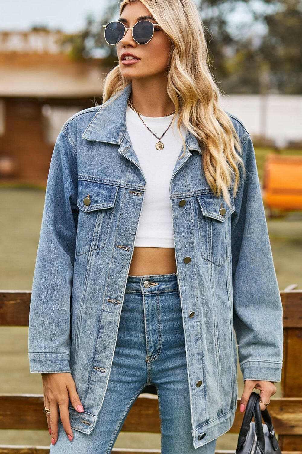 Pants Trendsi Jeans & Denim Chic denim jacket with pockets