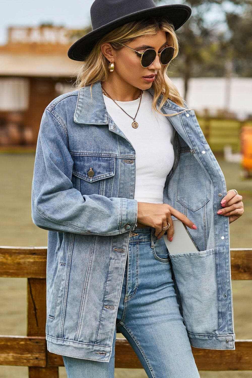 Pants Trendsi Jeans & Denim Chic denim jacket with pockets