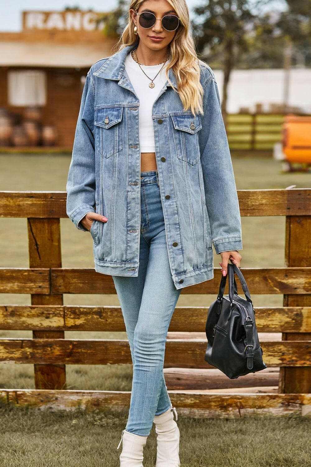 Pants Trendsi Jeans & Denim Chic denim jacket with pockets