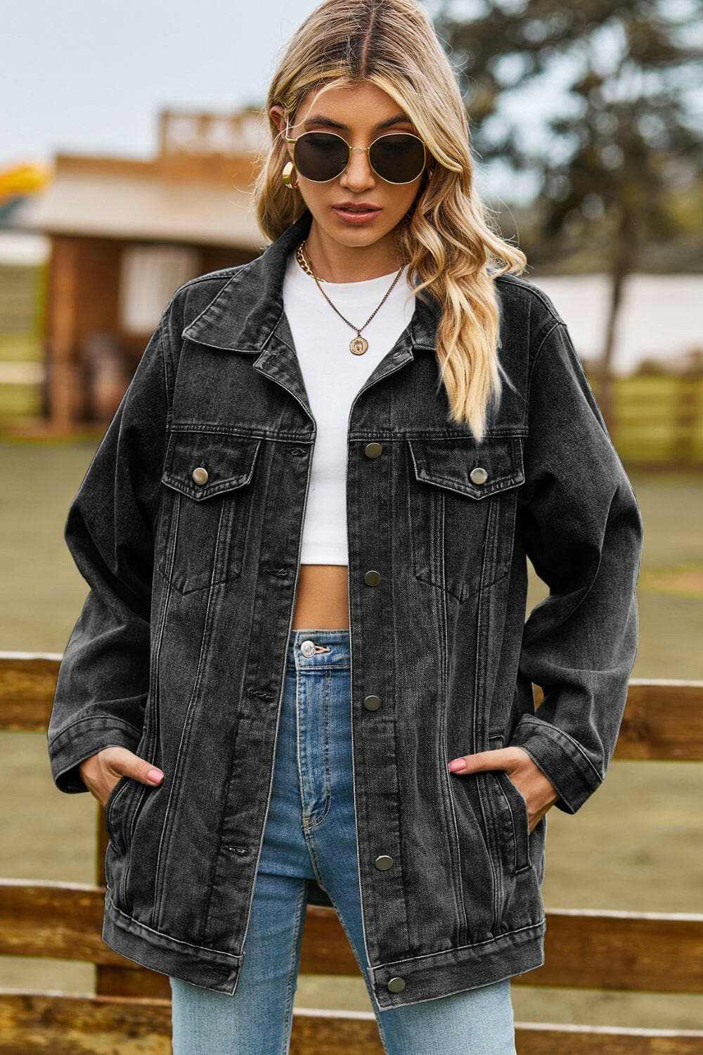 Pants Trendsi Jeans & Denim Chic denim jacket with pockets