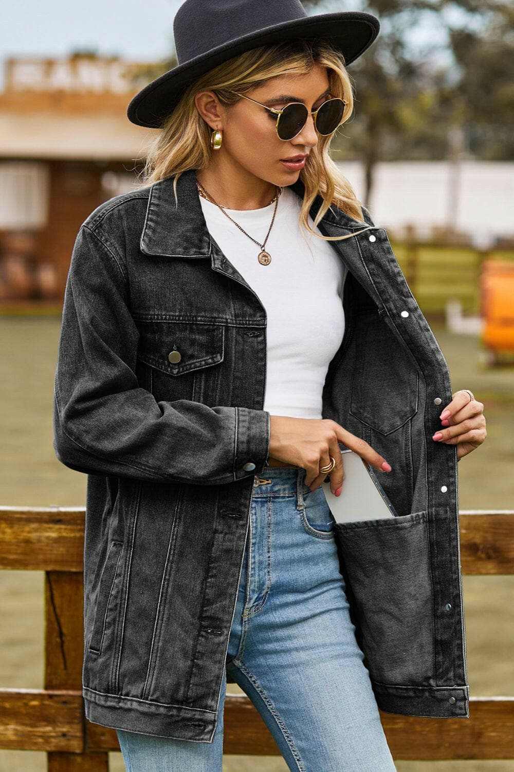 Pants Trendsi Jeans & Denim Chic denim jacket with pockets