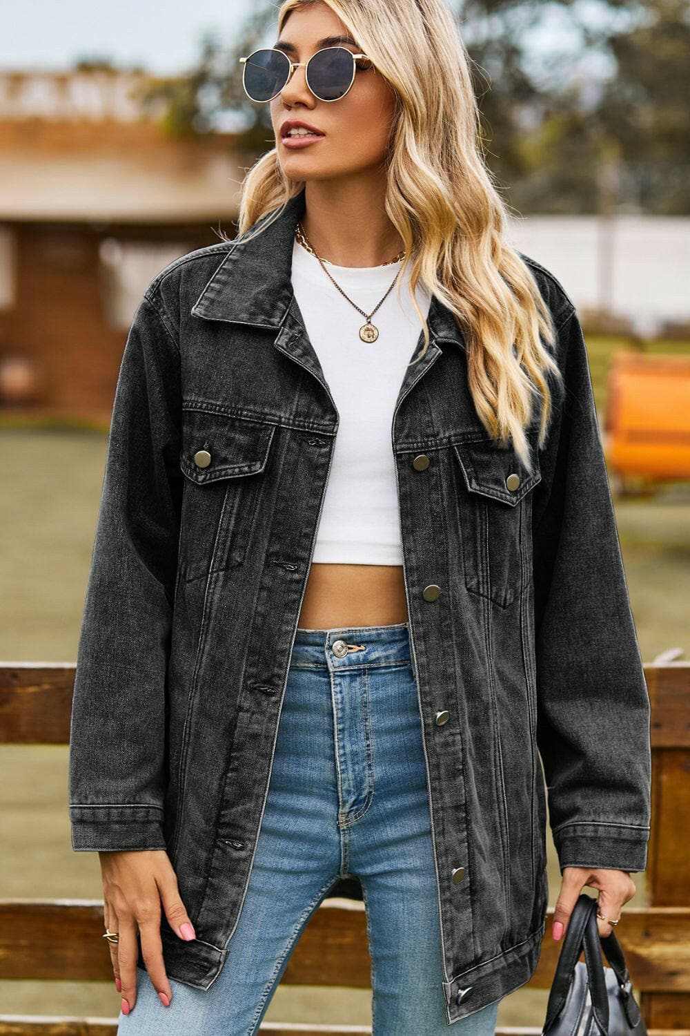 Pants Trendsi Jeans & Denim Chic denim jacket with pockets