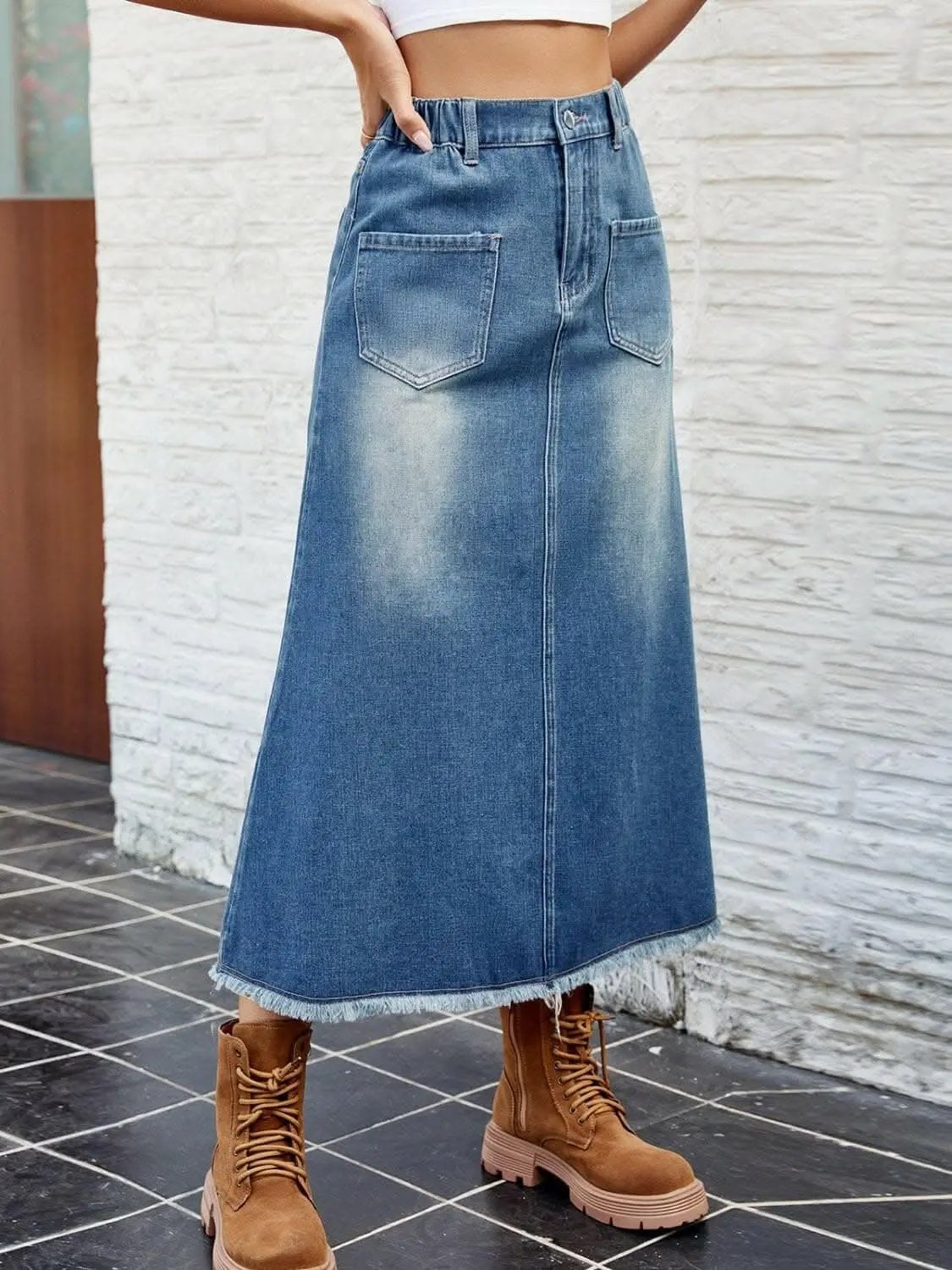 Pants Trendsi Jeans & Denim Chic denim skirt with pockets