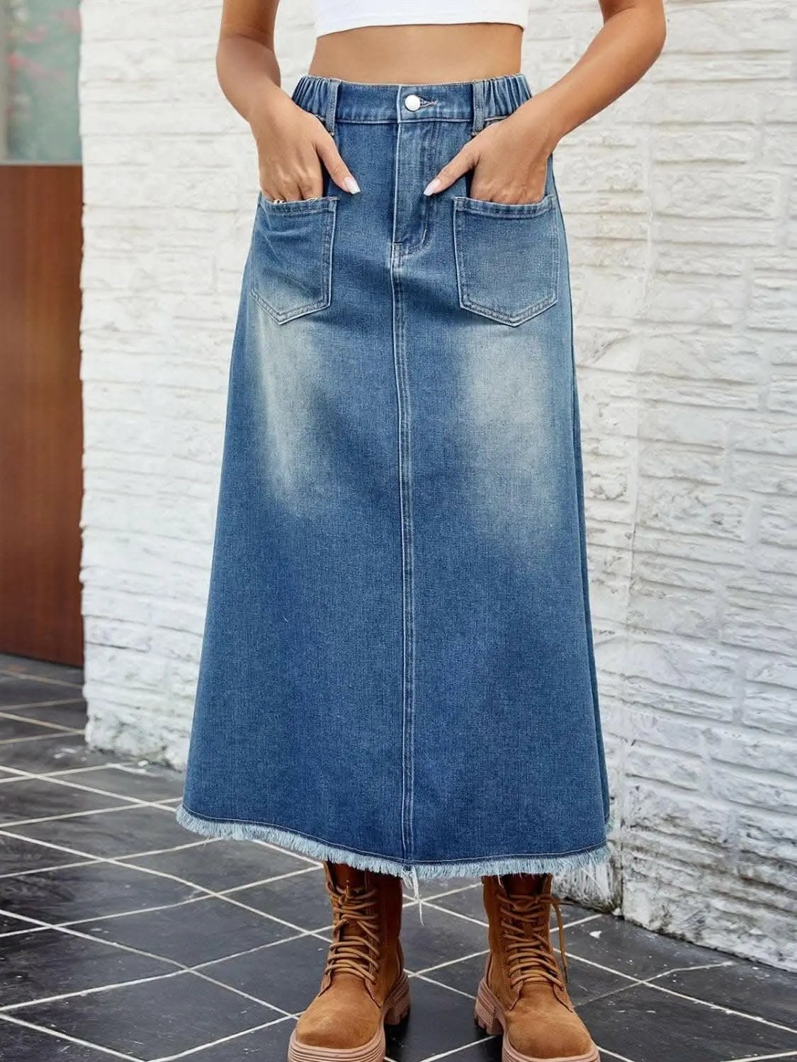 Pants Trendsi Jeans & Denim Chic denim skirt with pockets