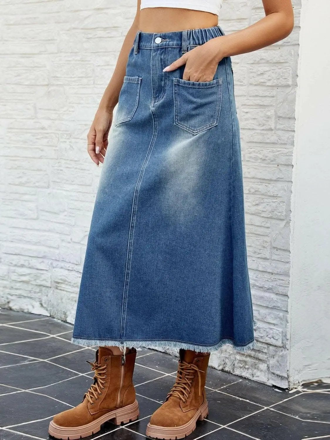 Pants Trendsi Jeans & Denim Chic denim skirt with pockets