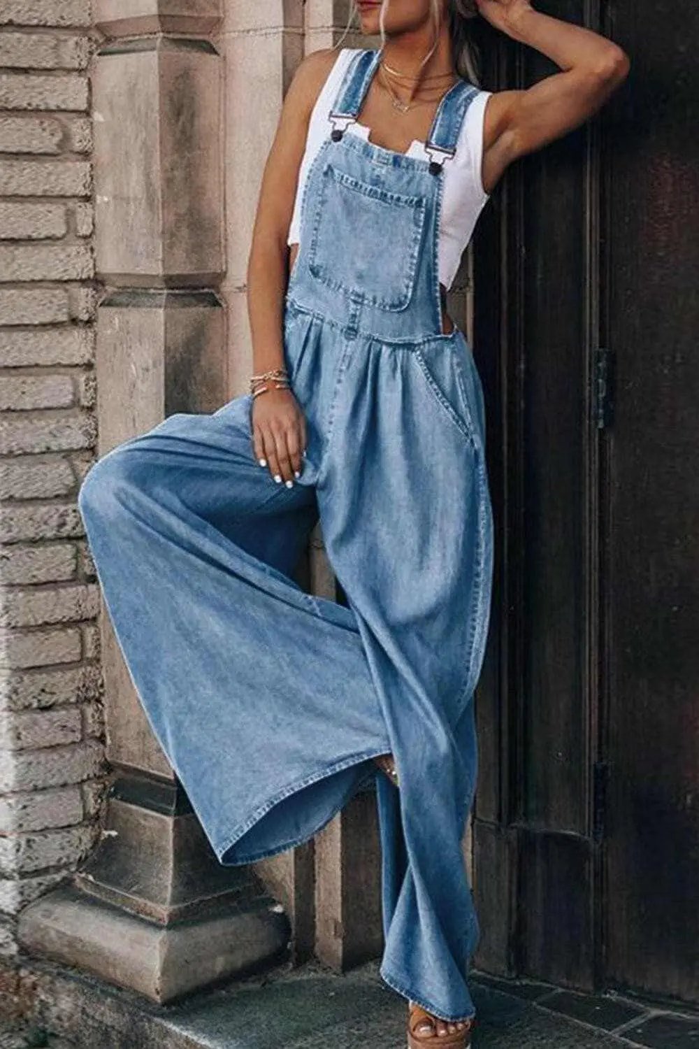 Pants Trendsi Jeans & Denim Chic distressed wide leg jumpsuit