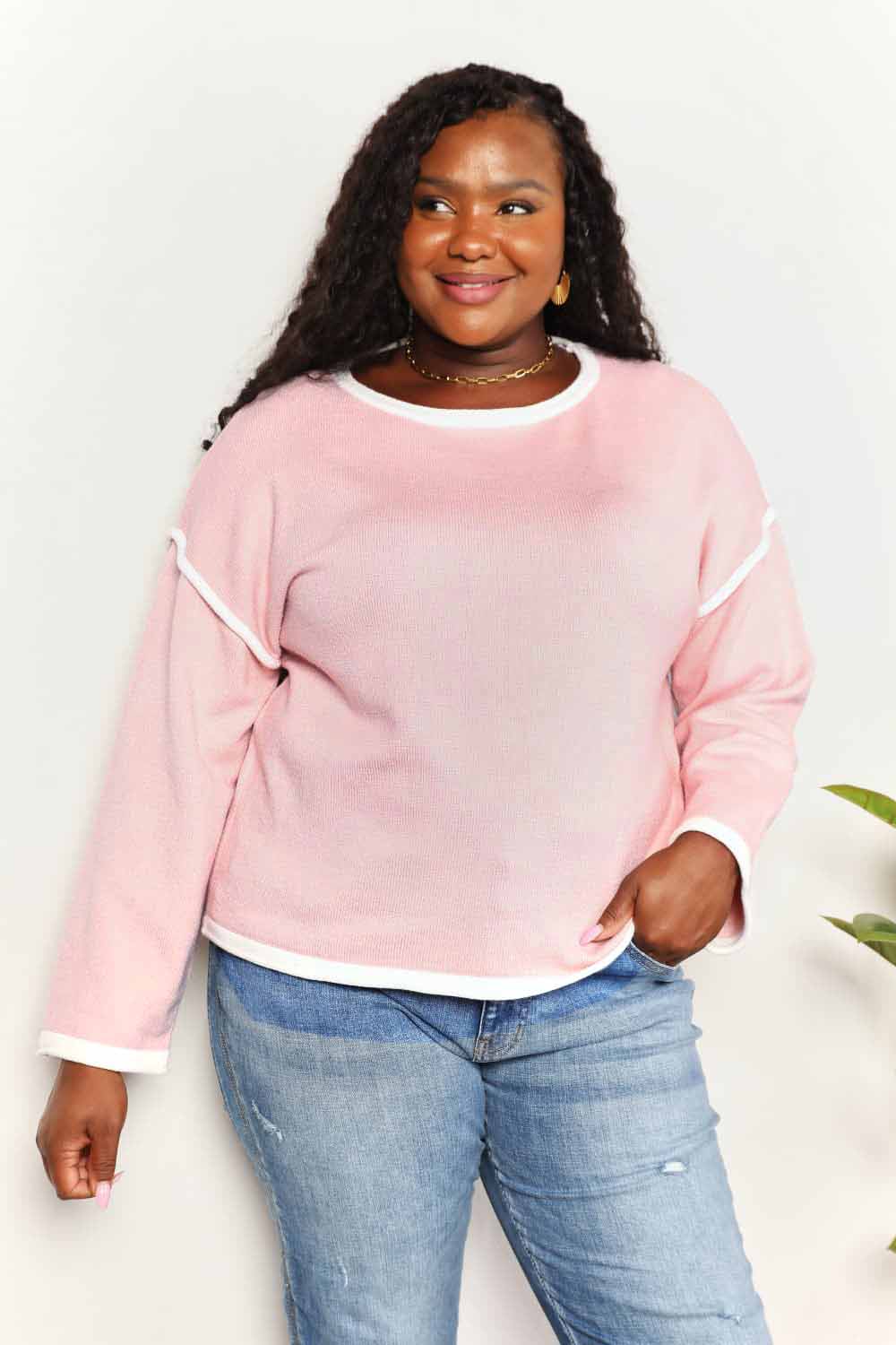 Sweaters Trendsi Chic dropped shoulder knit top