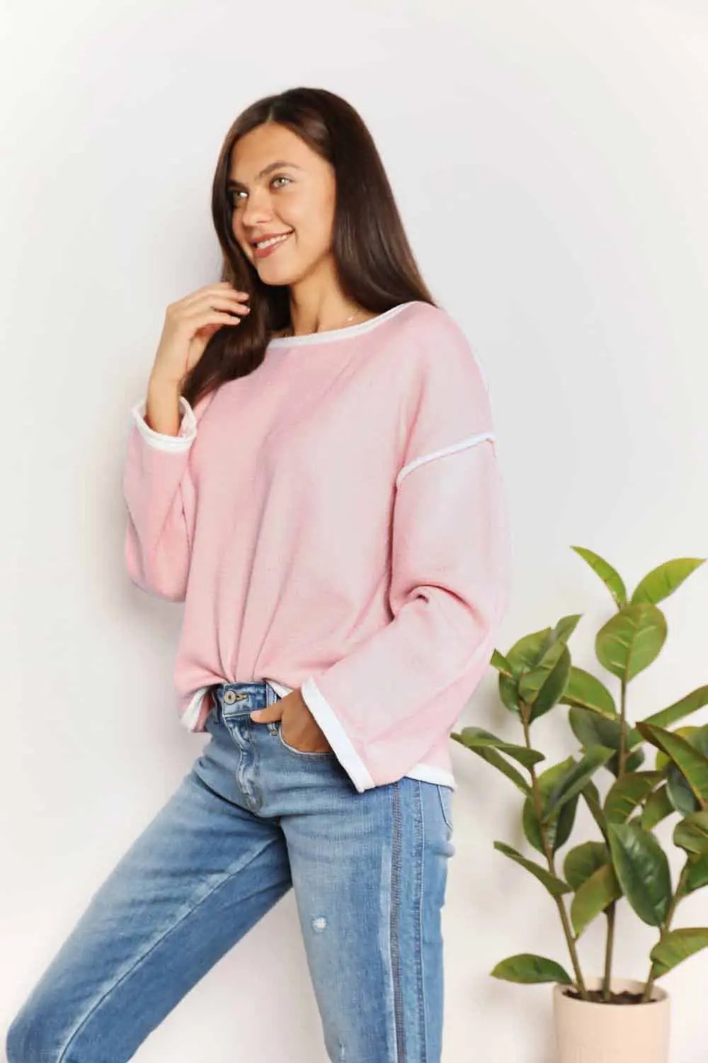 Sweaters Trendsi Chic dropped shoulder knit top