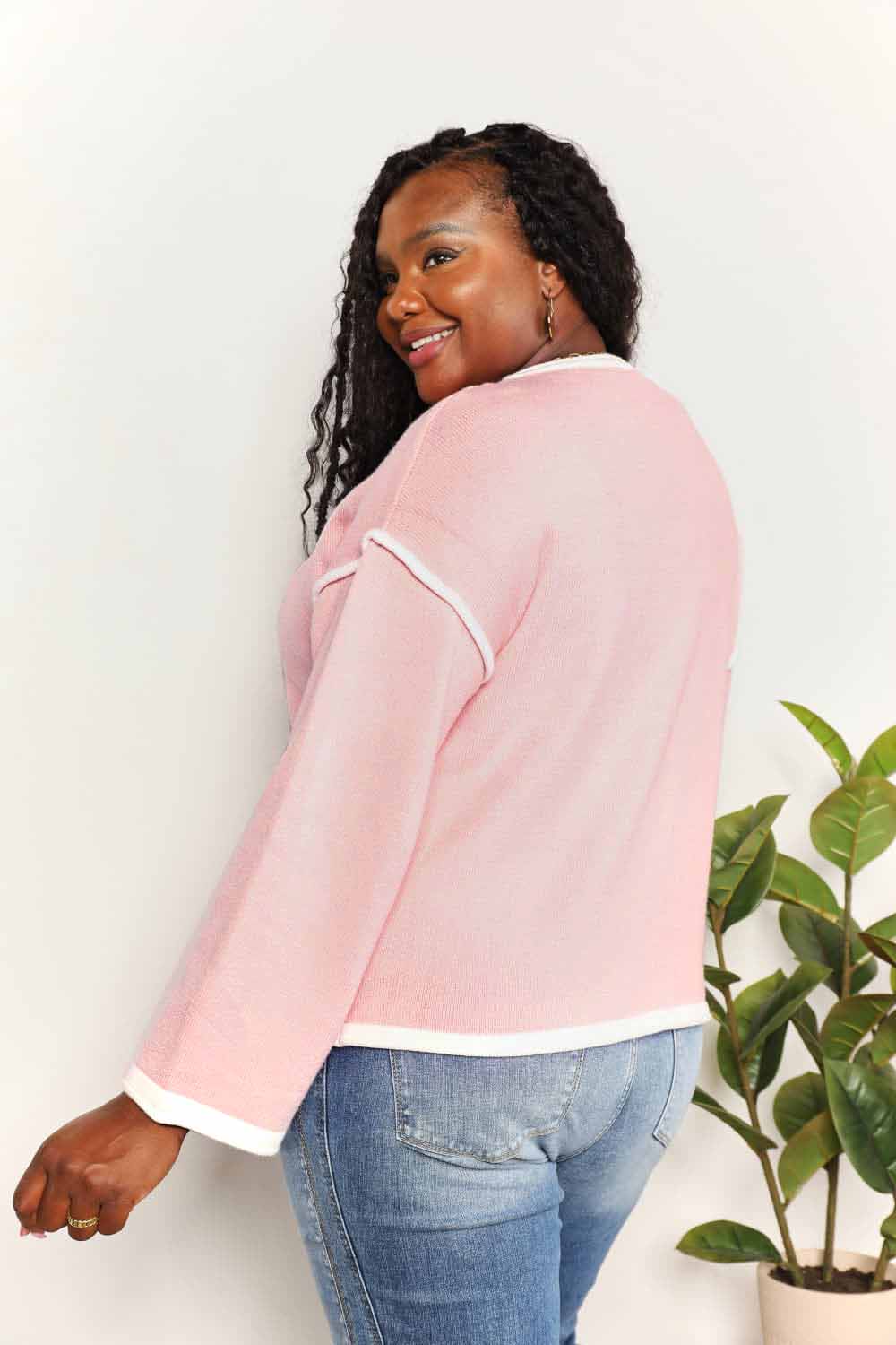 Sweaters Trendsi Chic dropped shoulder knit top