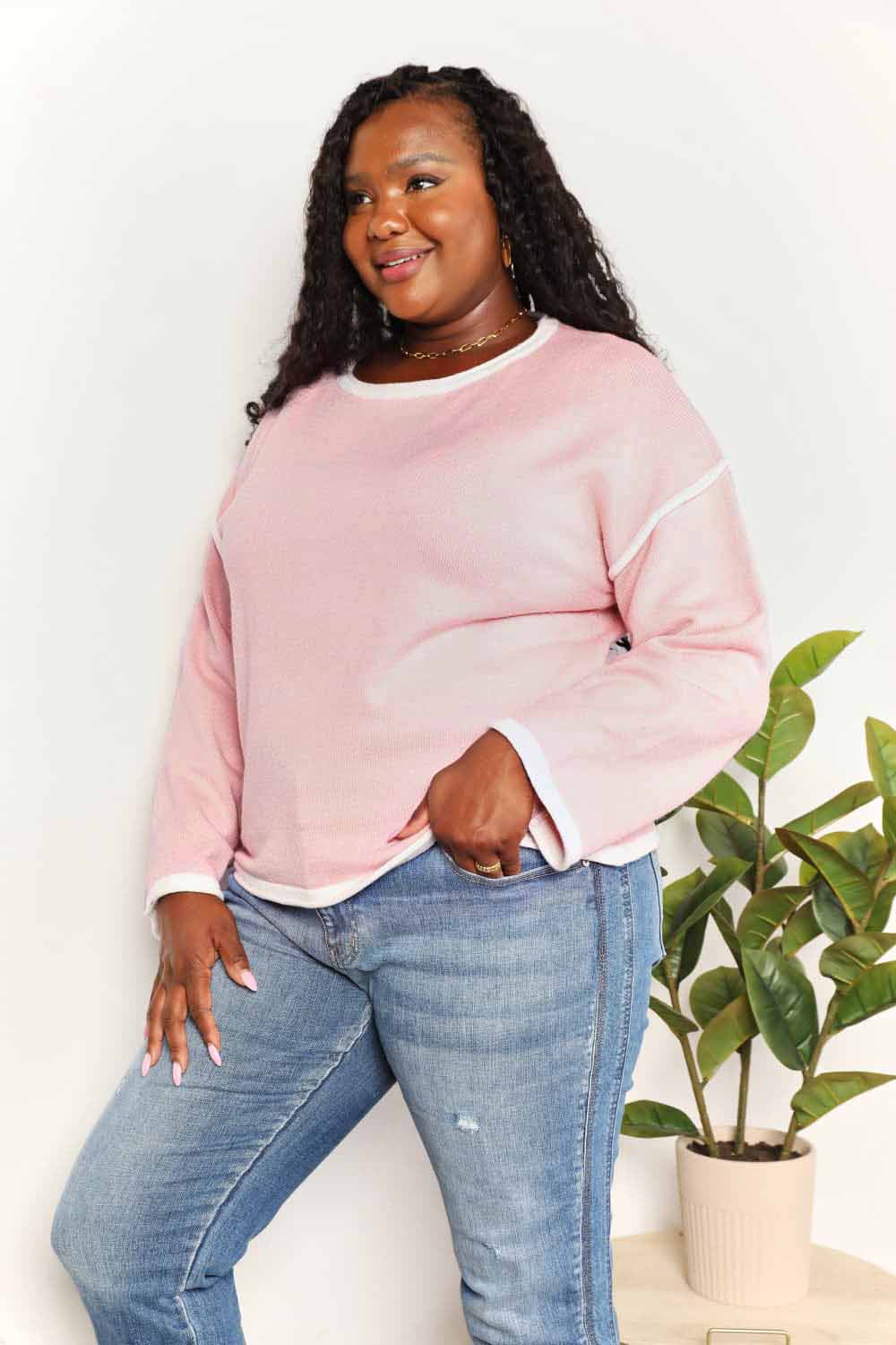 Sweaters Trendsi Chic dropped shoulder knit top