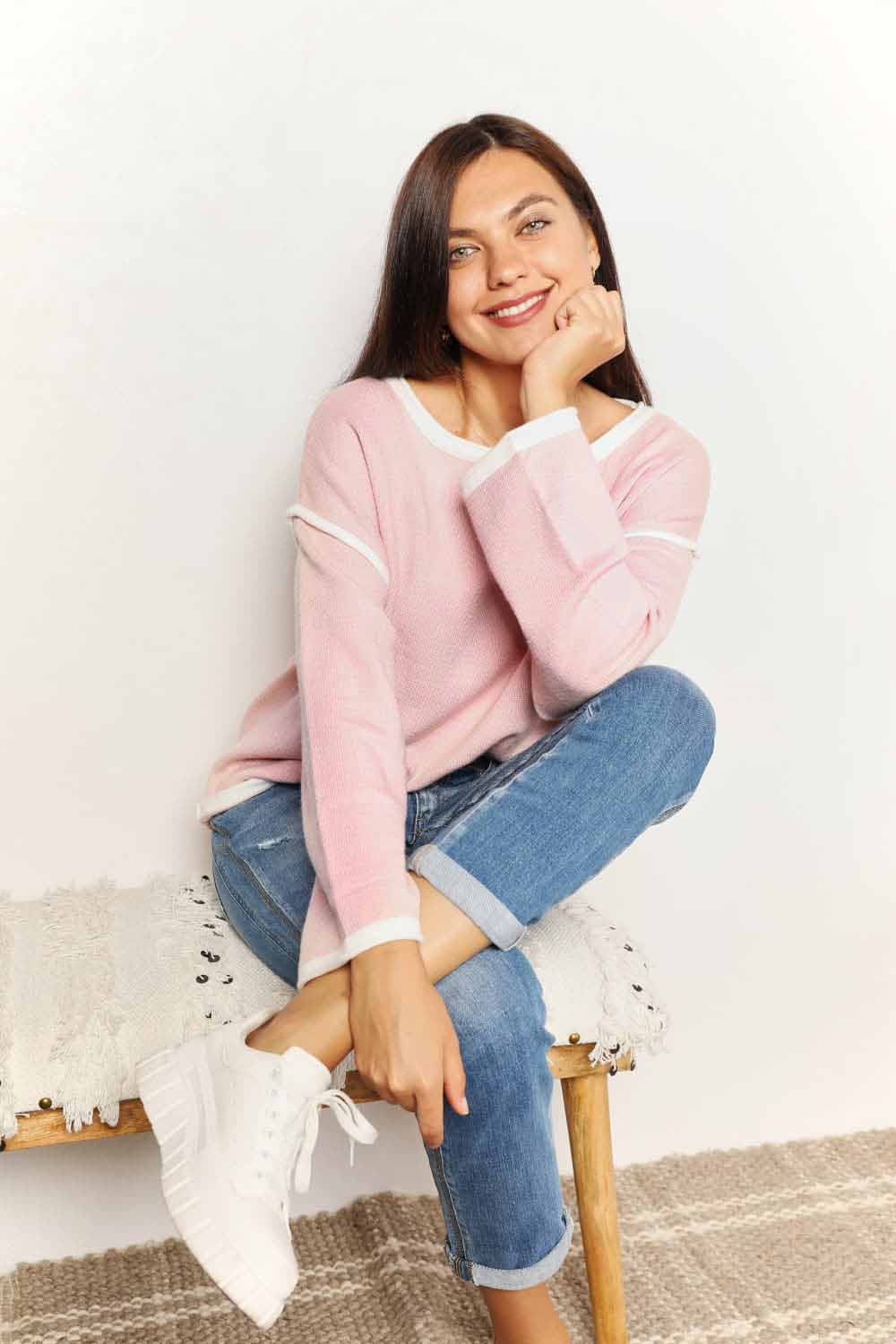 Sweaters Trendsi Chic dropped shoulder knit top
