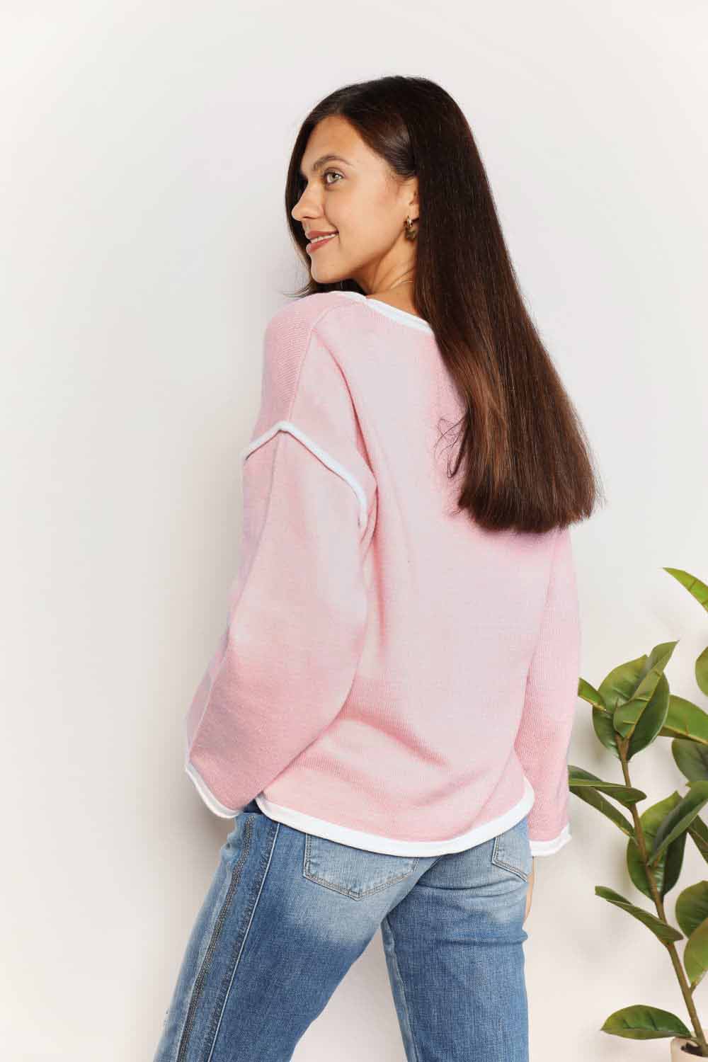 Sweaters Trendsi Chic dropped shoulder knit top
