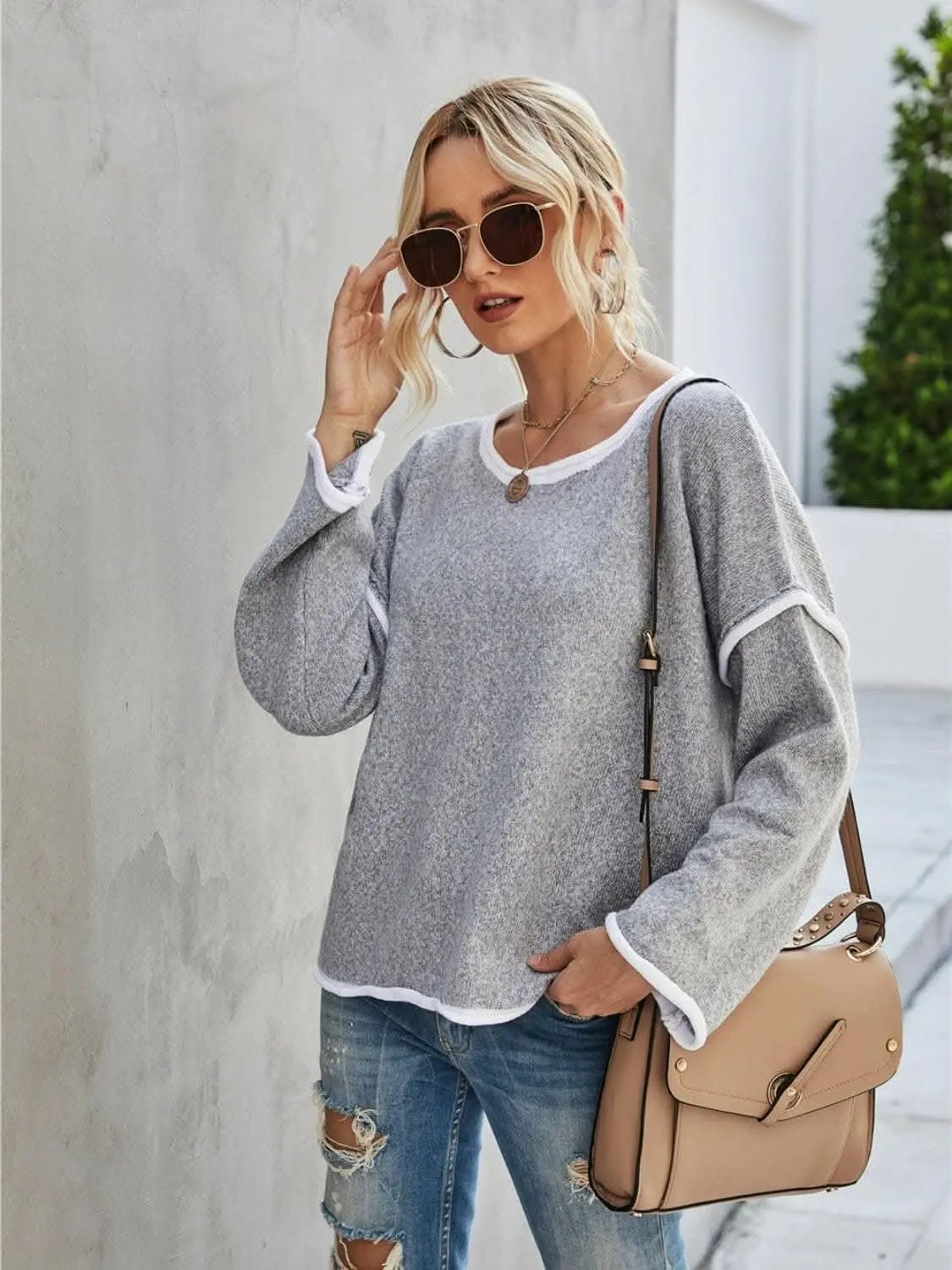 Sweaters Trendsi Chic dropped shoulder sweater