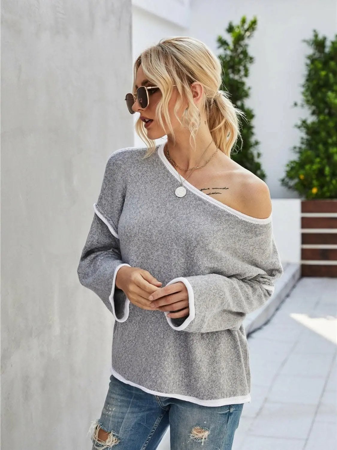 Sweaters Trendsi Chic dropped shoulder sweater