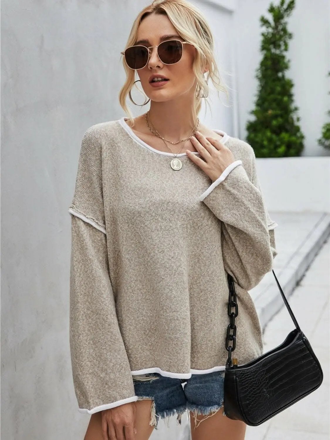 Sweaters Trendsi Chic dropped shoulder sweater