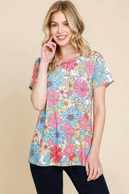 Camisetas Tendencia Camiseta floral chic de bombom - tela suave