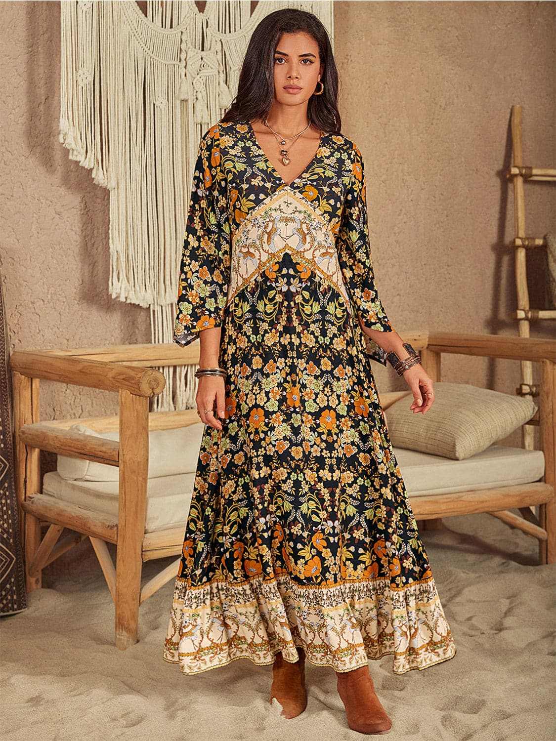Dresses Trendsi Chic floral v-neck midi dress