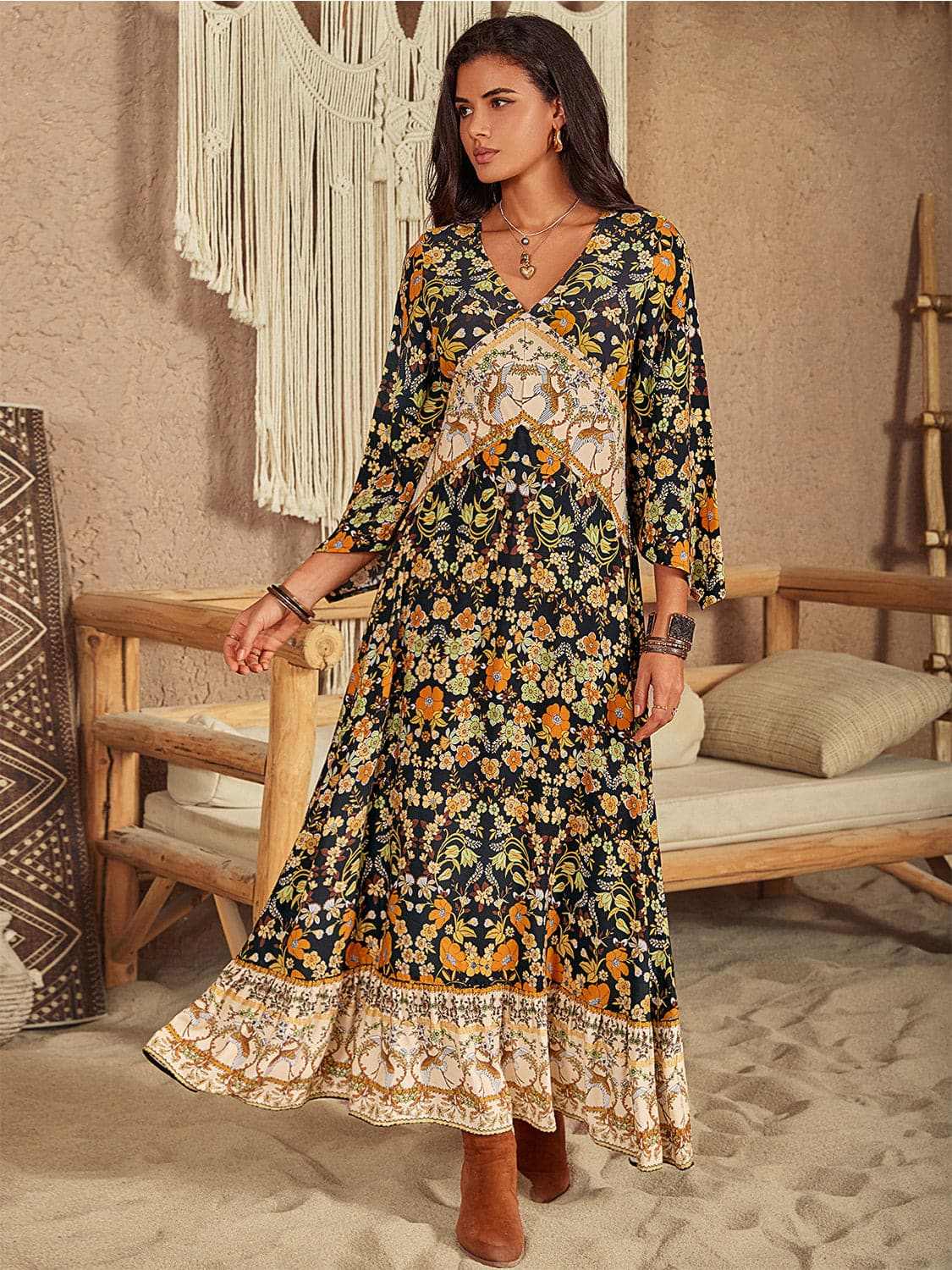 Dresses Trendsi Chic floral v-neck midi dress