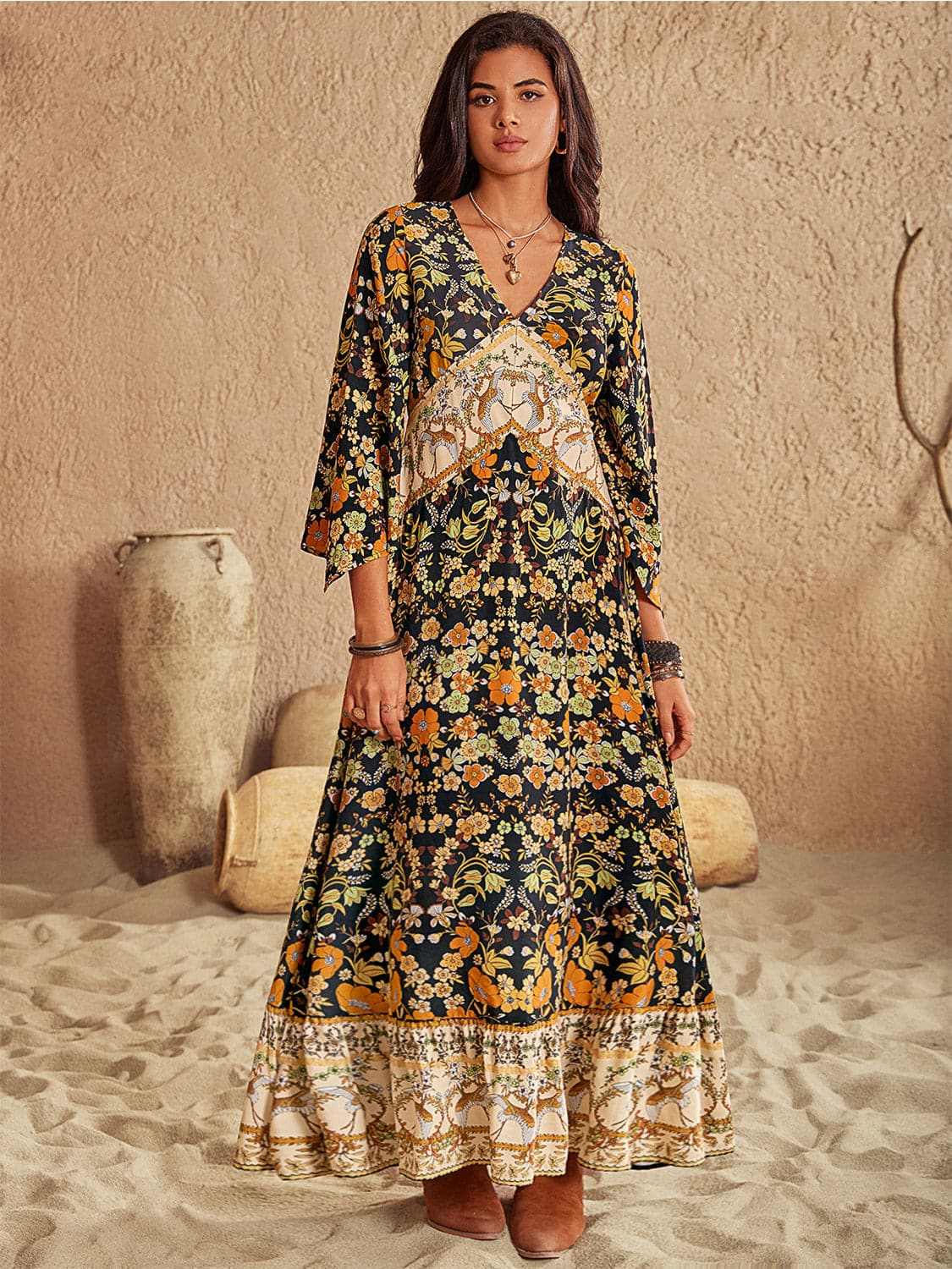 Dresses Trendsi Chic floral v-neck midi dress