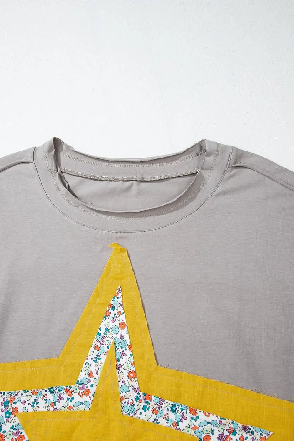 Accessories Love Salve Grey Floral Star Plus Size Women's Top: Western Style, Fall Fashion