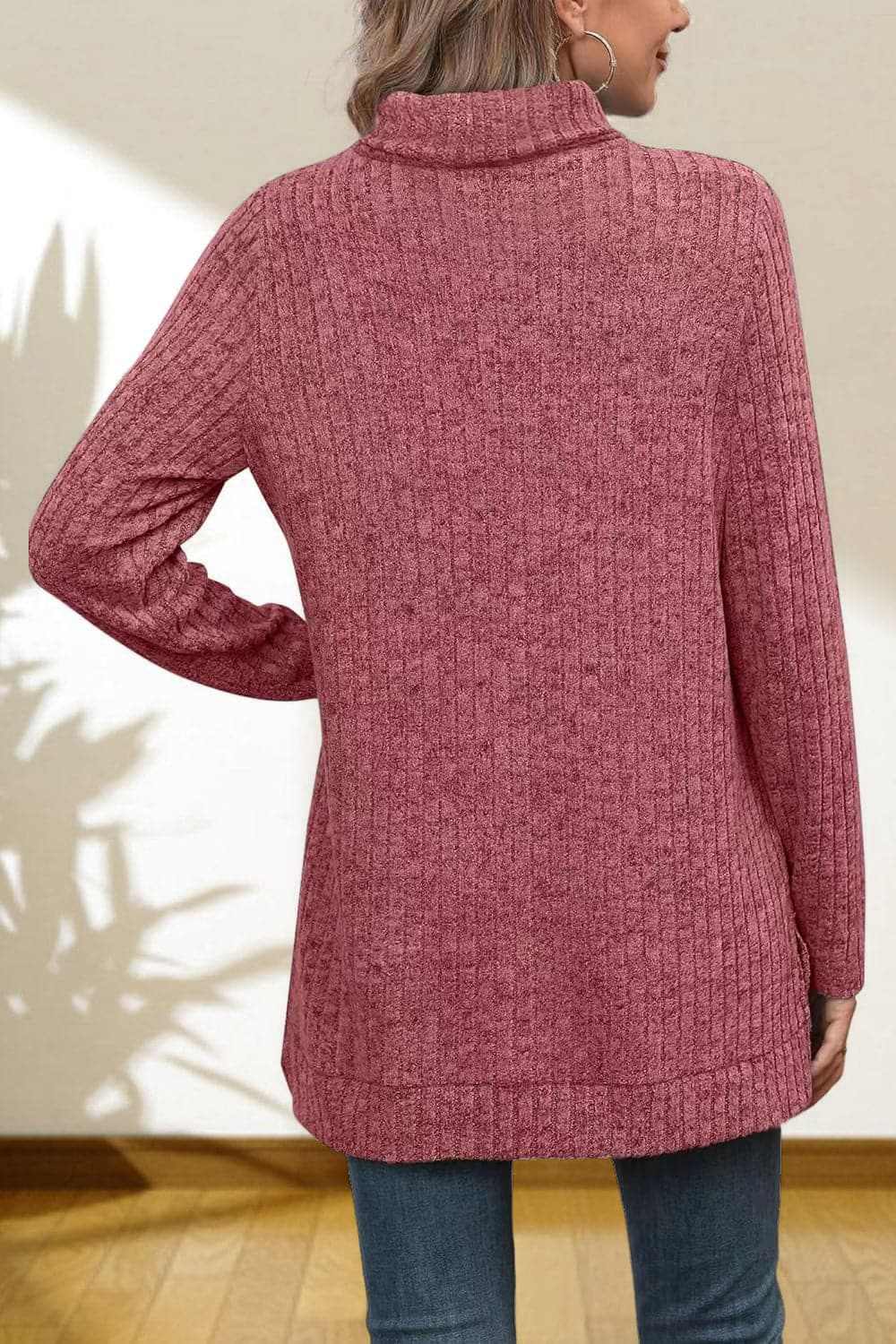 Sweater Pullovers Trendsi Chic high-low turtleneck top