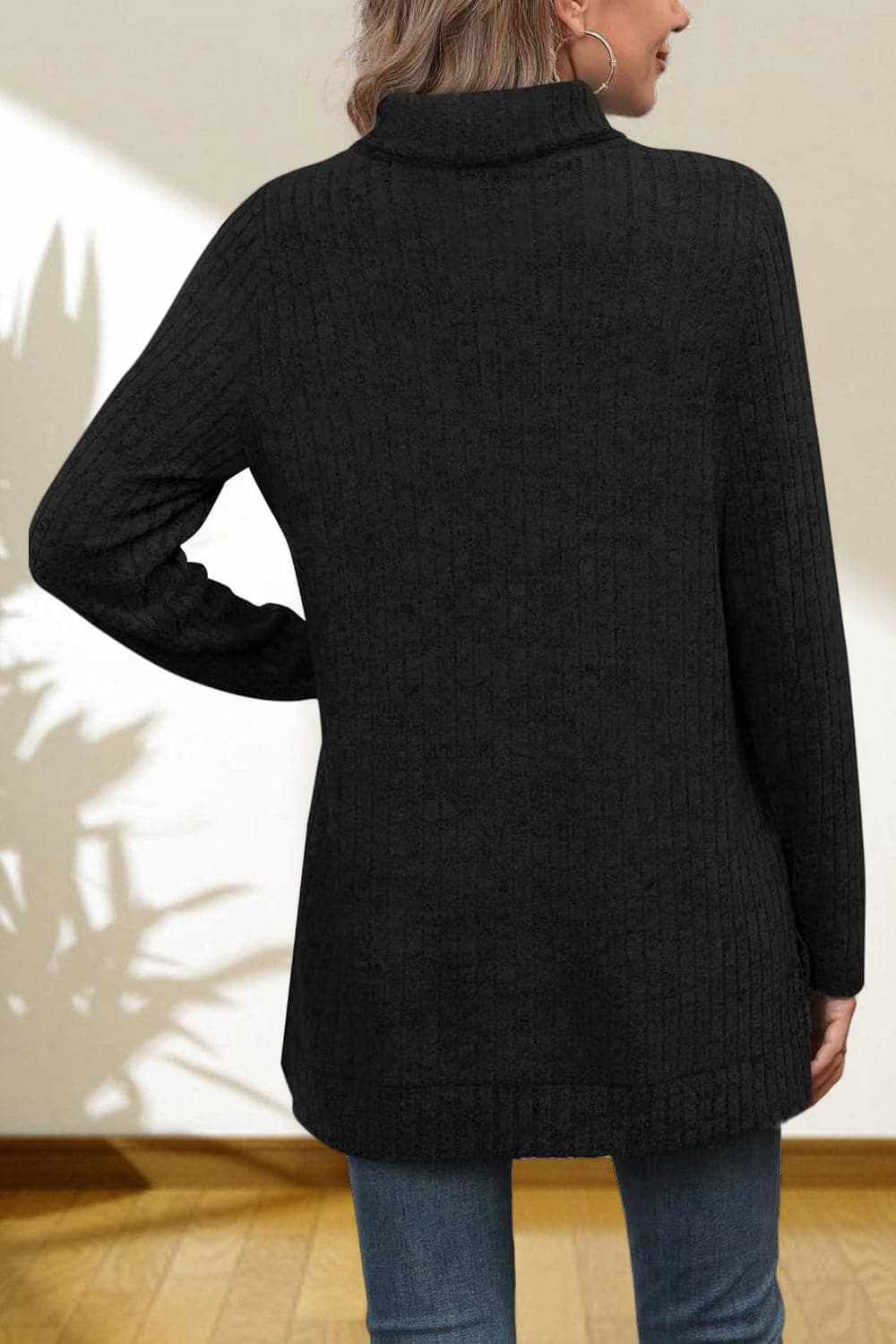 Sweater Pullovers Trendsi Chic high-low turtleneck top