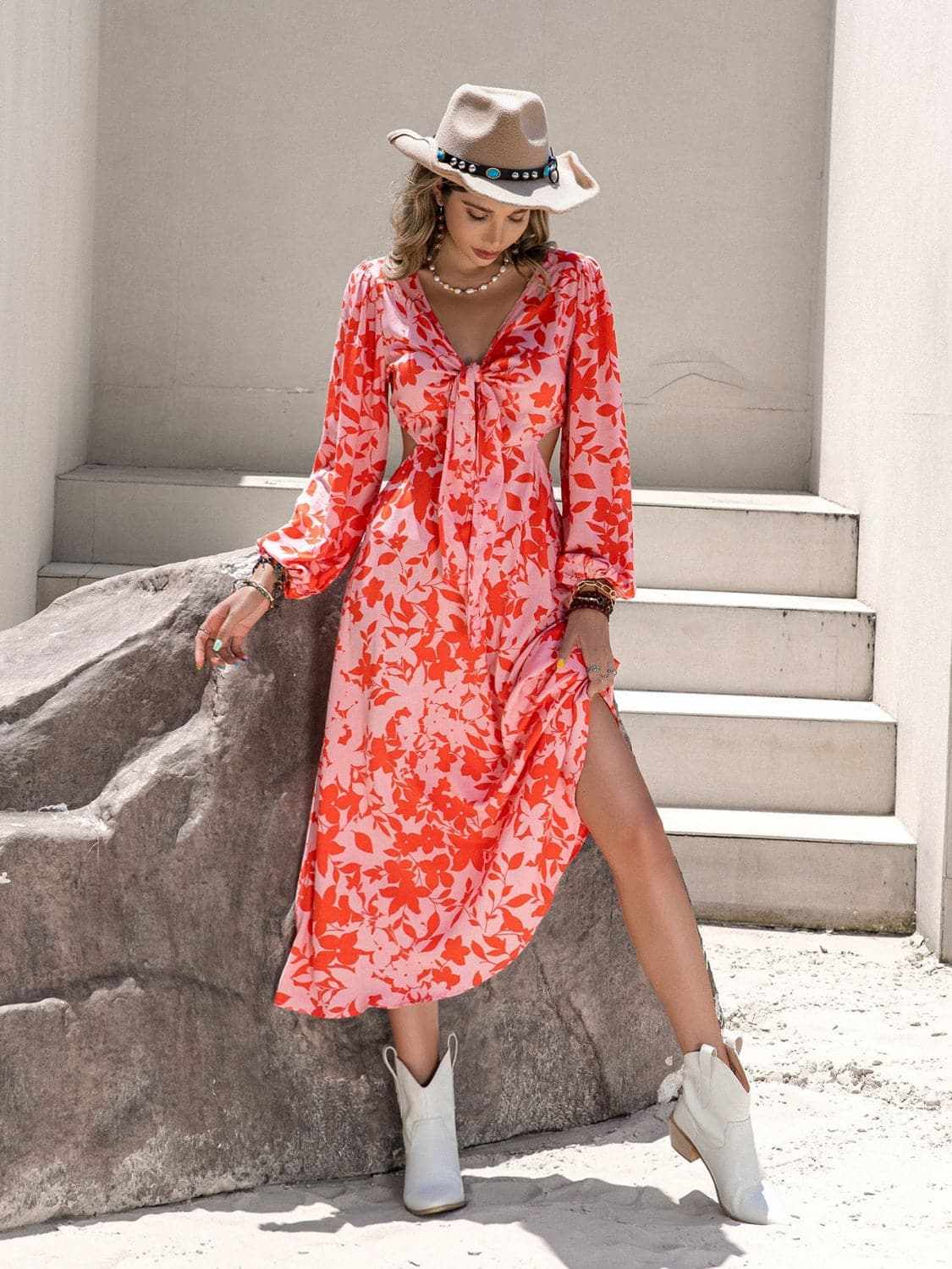Dresses Trendsi Chic midi dress with tied cutout