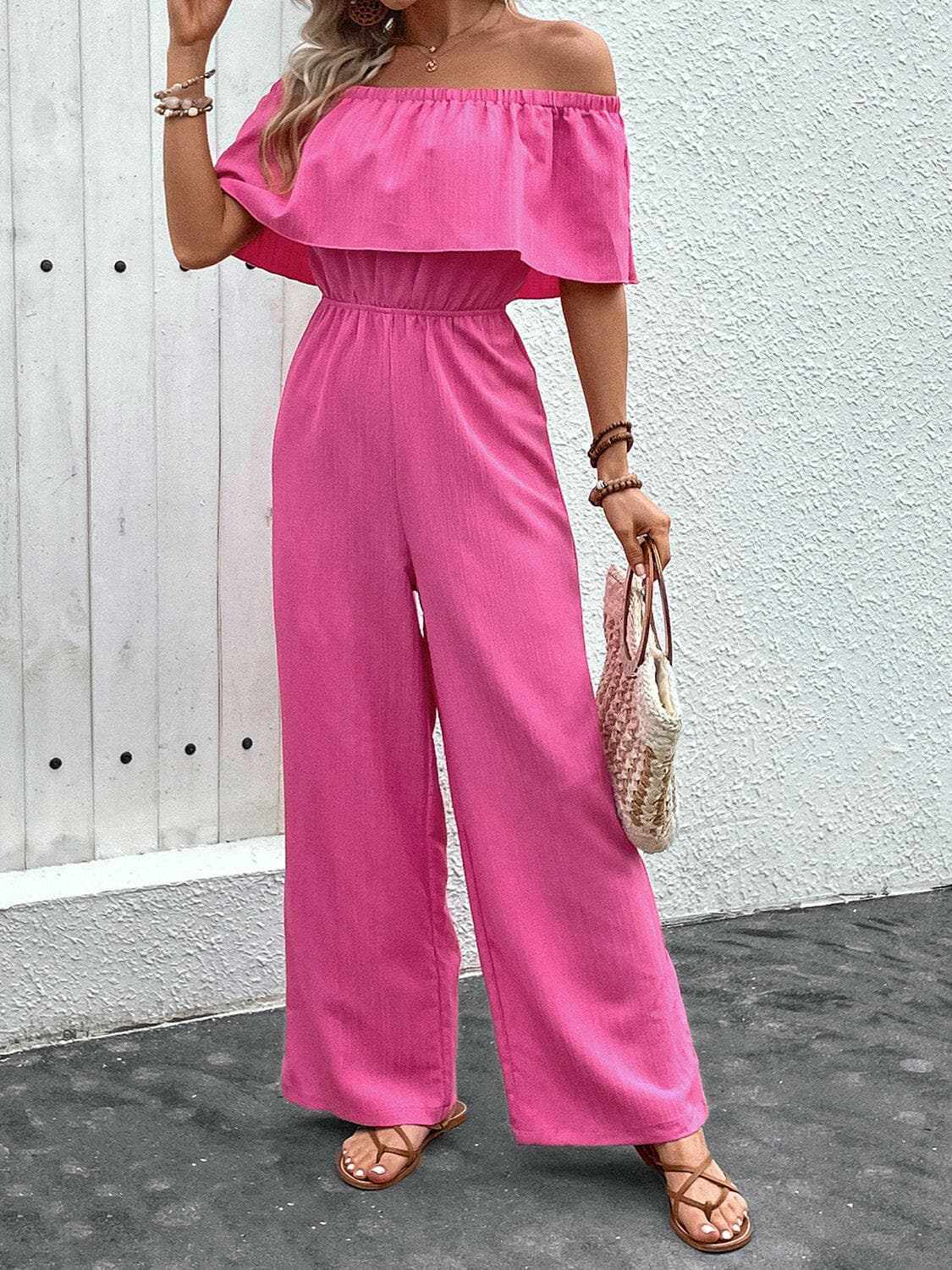 Jumpsuit - Off-Shoulder Wide-Leg - Chic Premium Quality